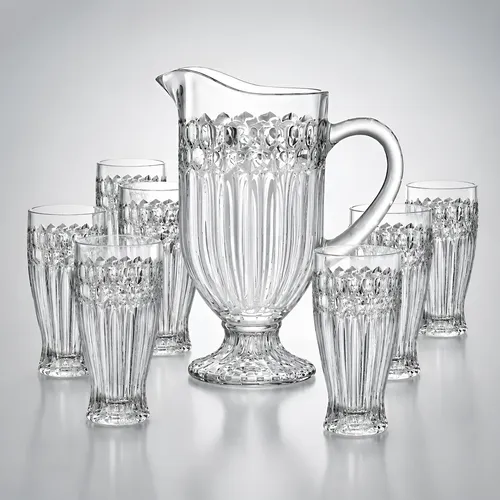 Kit  Jarra De Vidro 1,15l + 6 Copos 300ml Jarra De Suco