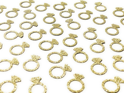 50 X Confeti De Anillos De Compromiso De Oro, Decoracio...