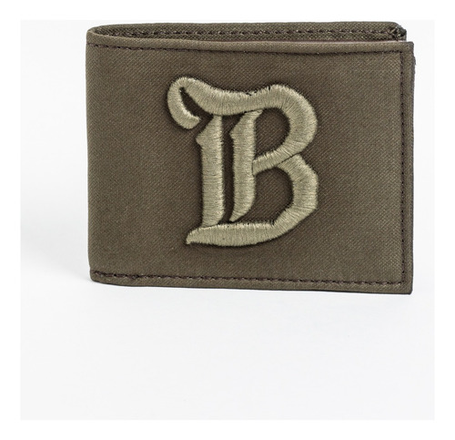 Billetera Cuero Natural Brooksfield Bordada Cc1055 Color Verde Musgo
