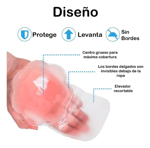 3 Pares Pezonera Levanta Busto Push Up Silicona Invisible