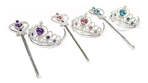 Kuzhi Princess Elsa Crown Tiara Y Wand Set - Silver Xb3yv