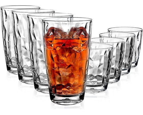 Vasos De Agua De Plástico | Set De 8 Vasos Transparentes Irr