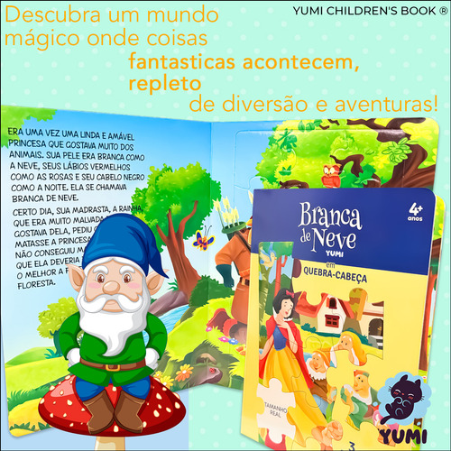 Livro : Branca De Neve E Os 7 Anões | Leitura Ilustrada Para Crianças Clássicos Com Quebra-cabeças - Capa E Folhas Duras