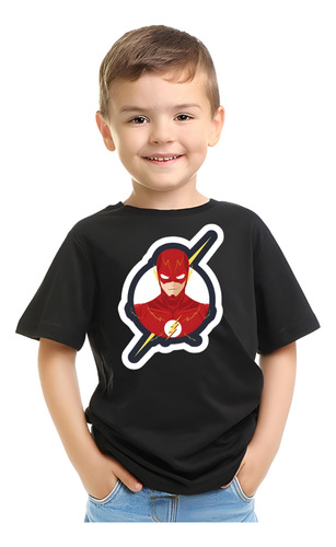 Playera Infantil Dc Cómics Flash Súper Héroe Estilo Casual