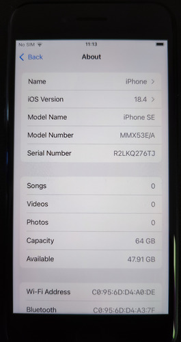 Apple iPhone SE 3 (3a Generación, 64 Gb) - Azul Mdm Bypass (Usado)