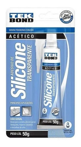 Cola Silicone Tekbond 50g Uso Geral No Blister Transparente