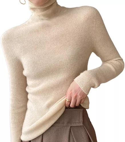 Suéteres De Cuello Alto Jersey De Punto Ajustado Para Mujer