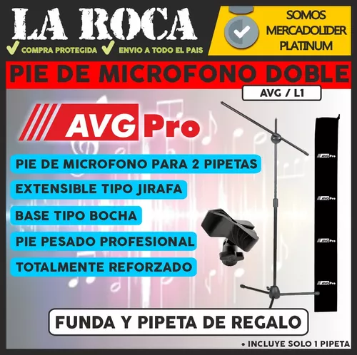 Pie De Microfono Jirafa Boom Reforzado Doble Pipeta