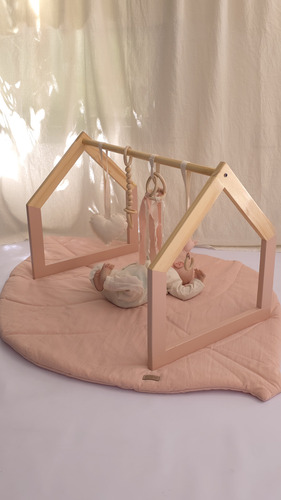 Gimnasio De Madera Montessori Artesanal Para Bebe Rosa Viejo