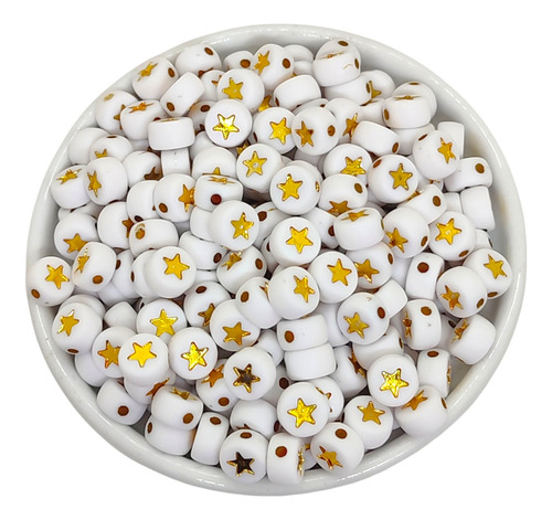 25gr Dije Pasante Pastilla Blanca Estrella Dorada Pastillas Blancas Con Estrellas Doradas
