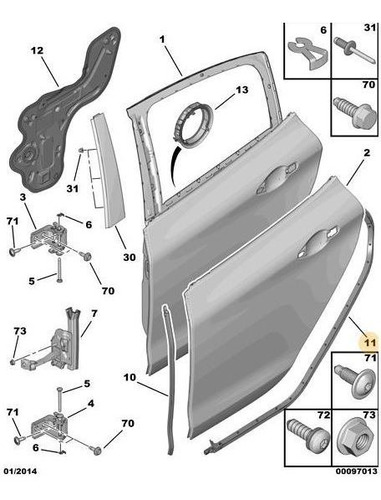 Junta Puerta Trasera Lado Izquierdo Peugeot 208