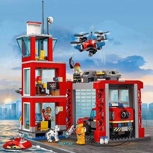 Lego 60215 City Quartel Bombeiros C Veiculo Luz E Som 509pcs