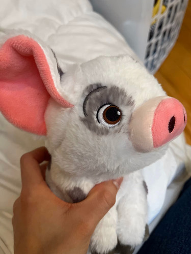 Pelúcia Pua O Fofo Porquinho De Moana 22 Cm Branco
