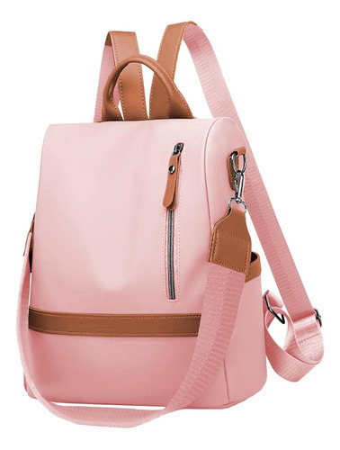 Bolsa Feminina Mochila Trabalho Fechamento Antifurto Prática Cor Rosa Clara