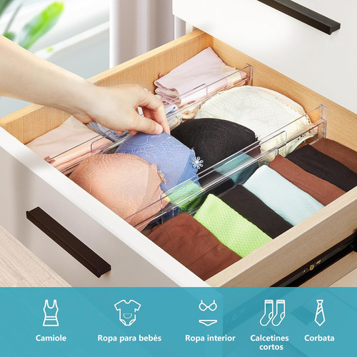 4 Pzs Separadores De Cajones Organizador Ajustable 28-48cm