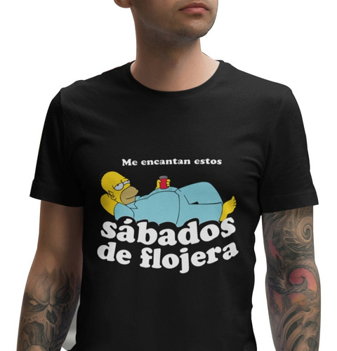 Playera Negra Estampado Sábados De Flojera