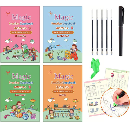 Cuaderno De Práctica Mágica Niños, 4 Libros De Calig...