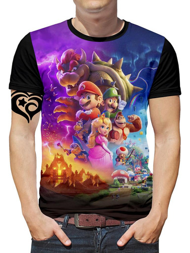 Camiseta Super Mario Bros Masculina Blusa Filme Peach Luigi