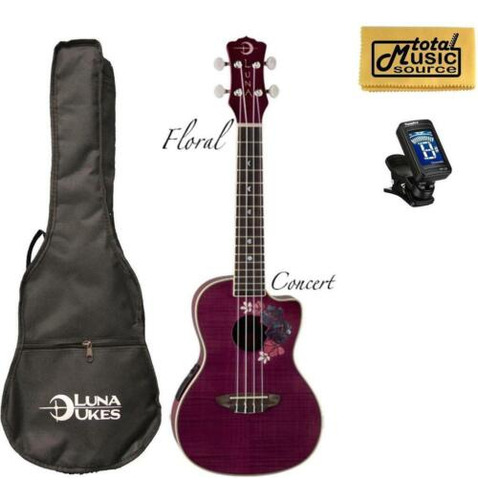 Luna Floral Flamed Maple Concert Ukulele W/tuner & Pc, U Eeb