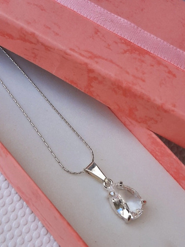 Imagen 4 de 4 de Cadena Acero Quirurgicodije Gota Punto D Luz Enchapado Plata