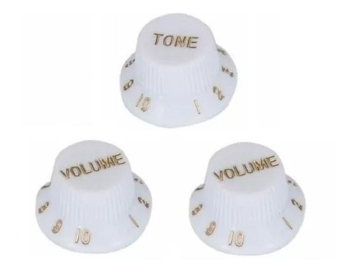 Jogo De Knobs Branco 2 Volumes 1 Tone Guitarra Strato