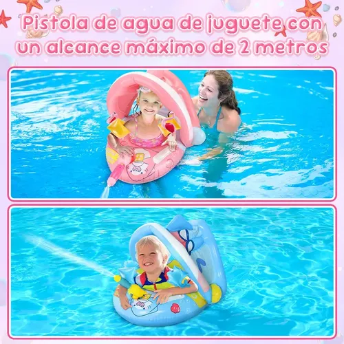 Flotador Para Bebé Con Asiento Y Pistola De Agua – Anillo De Dinosaurio Hinchable Para Niños De 2 A 6 Años