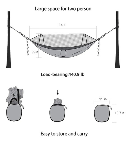 X2 Hamaca Nailon Con Mosquitero, Ideal Para Camping Y Jardín Variedad Hamaca
