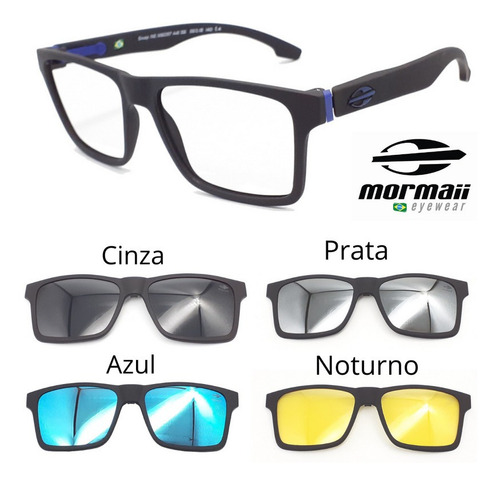 Armação Grau Oculos Mormaii Swap Ng 6098 + 4 Clipons Capn