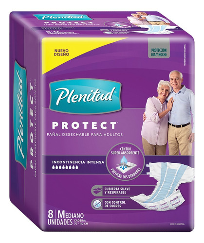 Pañales para adultos descartables Plenitud Pañal Protect M x 8 u