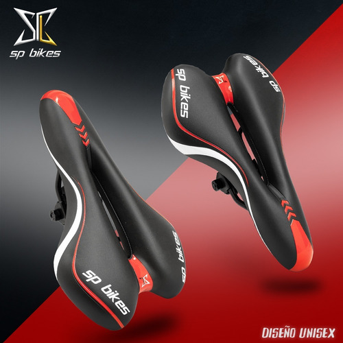 Imagen 2 de 7 de Asiento Vzr Para Bicicleta Negro Con Bordado Rojo