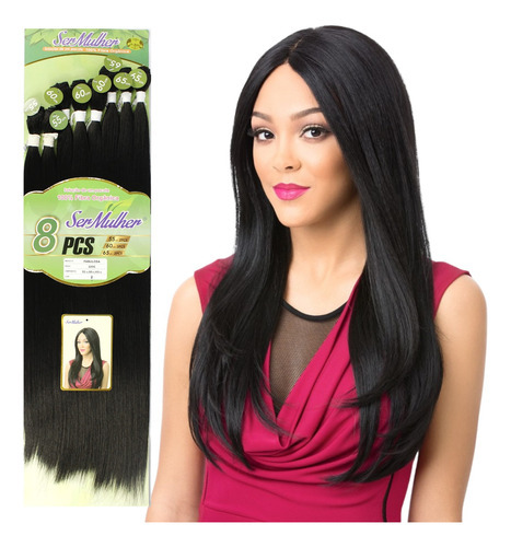 Cabelo Fibra Organica Liso Fabulosa Ser Mulher 320 Gramas Cor 1 Preto