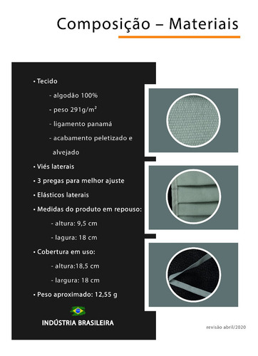 Imagem 5 de 10 de Máscara Proteção Facial Reutilizável 100% Algodão 10 Un