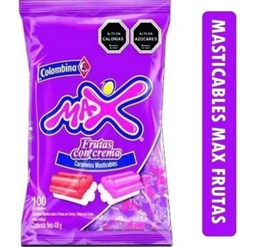 Caramelos Masticable Max Frutas Y Crema 100 Unidades