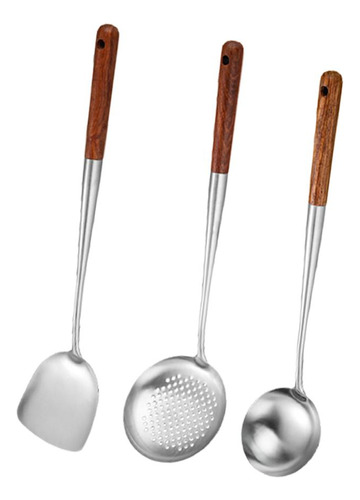 Espátula Para Wok De Acero Inoxidable, Cucharón, Desnatador,