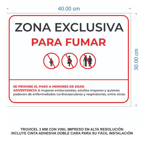 2 Señalamientos Zona Exclusiva Para Fumar