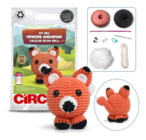 Kit Amigurumi Coleção Bicho Bola Circulo - Receita No Verso Cor 10- Raposa