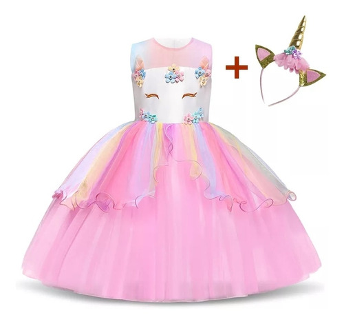 Disfraz Niñas Princesa Traje Gasa Vestido Fiesta Unicornio 