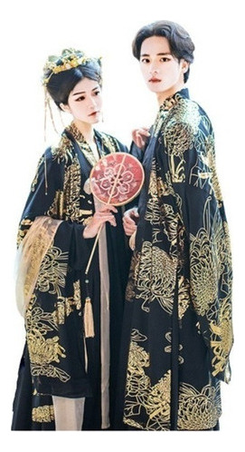 Antiguo Vestido Negro Tradicional Chino Hanfú