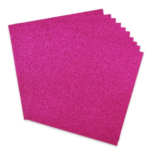 Cartulina Diamantada Glitter Escarchada 30x30 10pz Fucsia