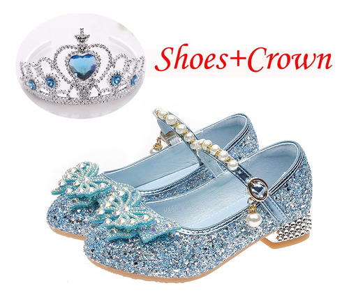 Zapatos De Princesa Niñas De Lentejuelas Y Perlas Con Corona