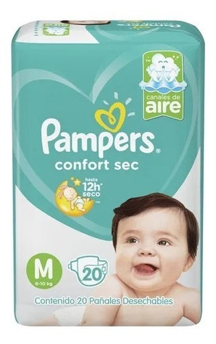1 X 80un Pampers Confort Sec Talla M Pañales De Bebés 