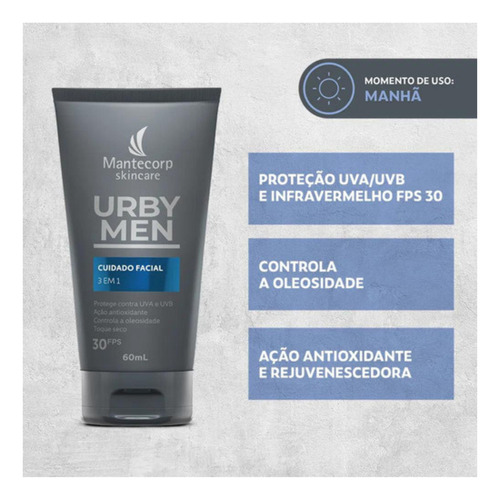 Loção Facial 3 Em 1 Fps 30 Urby Men 60ml Mantecorp Skincare