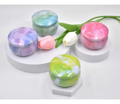 24 Tarros De Velas Redondos De Metal De 60 Ml Con Tapas