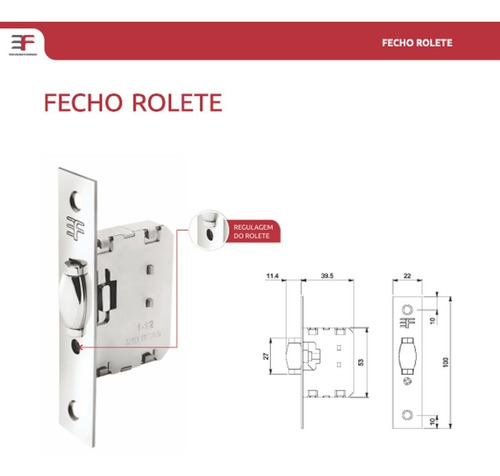 Fechadura Fecho Mini Rolete 3f C265 Branco C/ Regulagem