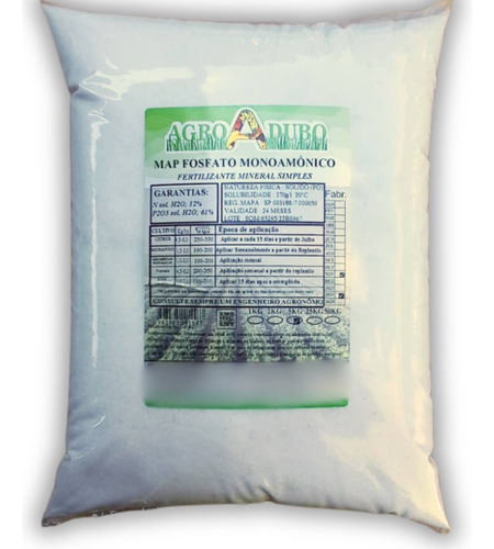 Fertilizante Map Purificado 20kg Fosfato Monoamônico Hidropo