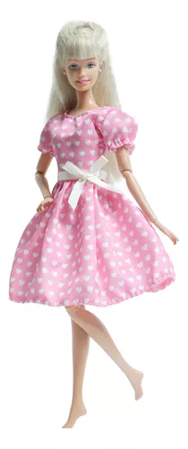 Roupa Da Barbie - Vestido Rosa Corações - Melhor Preço