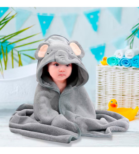 ..toalla De Baño Bebé Con Capucha Manta Suave Absorbente 0-3