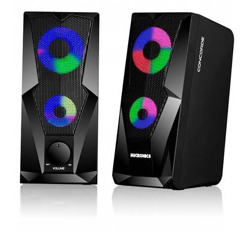 Parlantes Gamer Stéreo Multimedia 2.0 Canales -luces Led Rgb