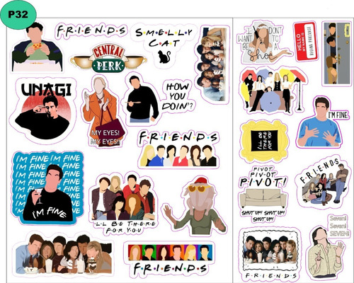 Friends Stickers Calcos Adhesivo Impermeable Termo Celular 