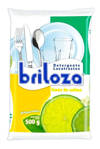 Detergente En Polvo Lavatrastes  Biodegradable Briloza 500 G